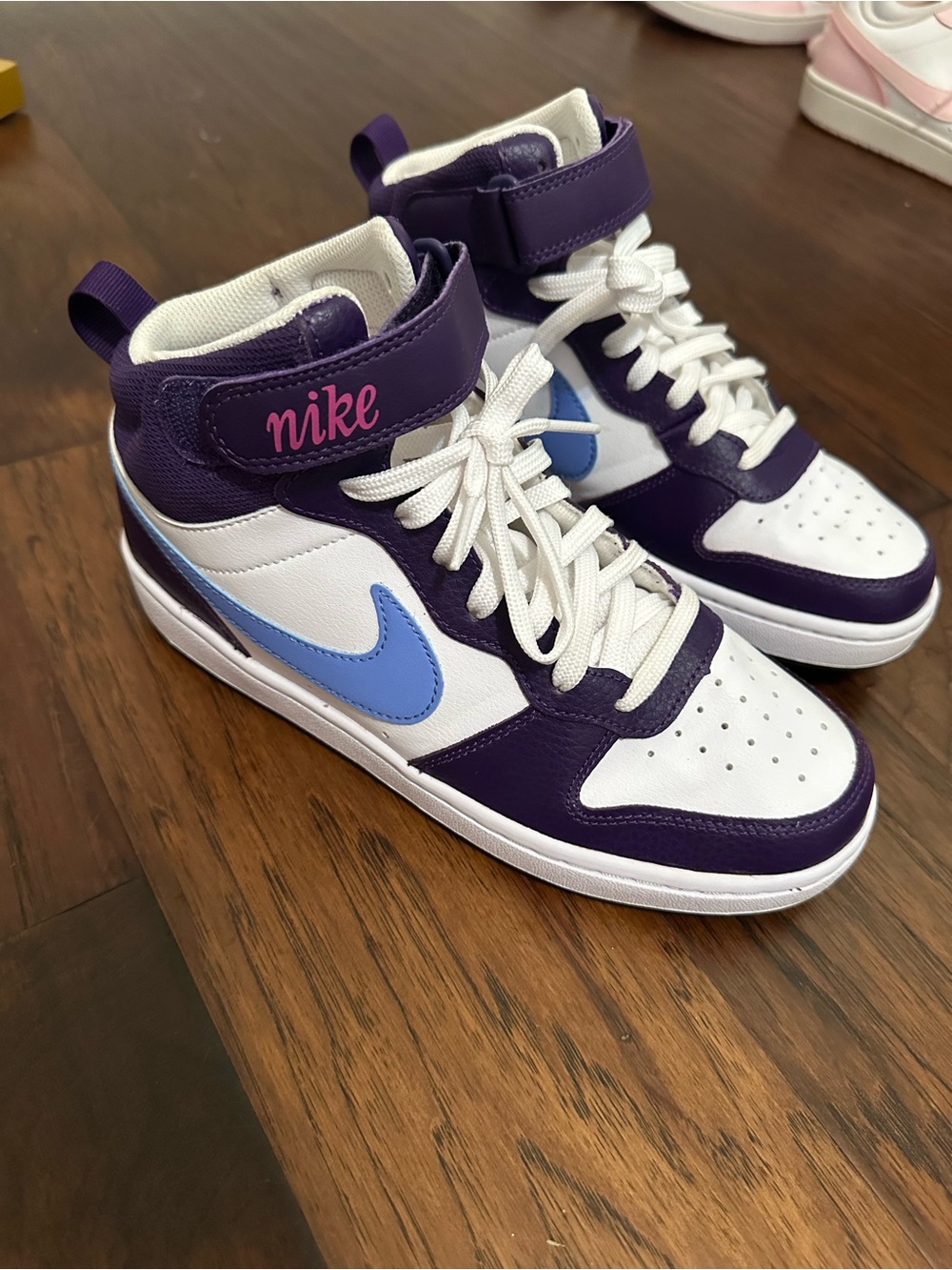 Nike Kids Mid-Top Sneakers in Purple, White & Blue